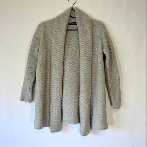 IRELAND'S EYE Green Open Front Irish Wool Knit Gray Cardigan Sweater Women Small